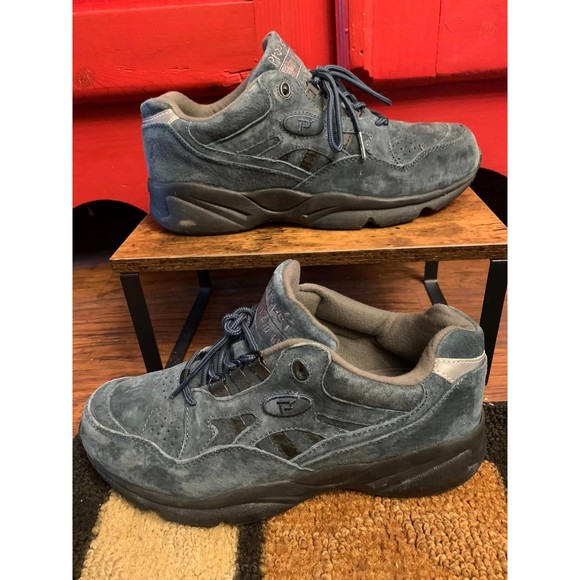 Propet USA Stability Walkers Men's Denim Blue Suede Shoes 8.5 Barely Worn EUC - Picture 1 of 7